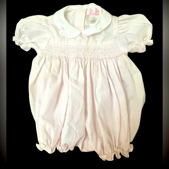 Petit Ami Smock Pink Baby Romper - Picture 1 of 9